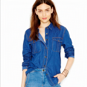 NWT-FREE People Denim “Seventies” Top